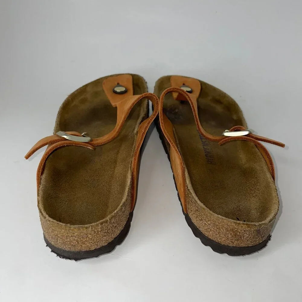 Birkenstock Gizeh Women's Leather Burnt Orange Thong Sandals Size 39 / US 8 - 8 - Picture 5 of 13